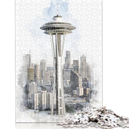 Space Needle-Puzzles für Erwachsene ab 18 Jahren, Lernspiele, Puzzle für Erwachsene und Kinder, 520 Teile (52 x 38 cm) von GQmoney