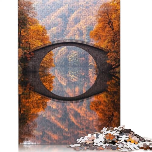 Steinbogenbrücken-Reflexion, Puzzle für Erwachsene, 1500 Teile, 100 Prozent recycelte Holzplatte, Denksportaufgaben für Erwachsene, für Jungen oder Mädchen, 1500 Teile (85 x 57 cm) von GQmoney