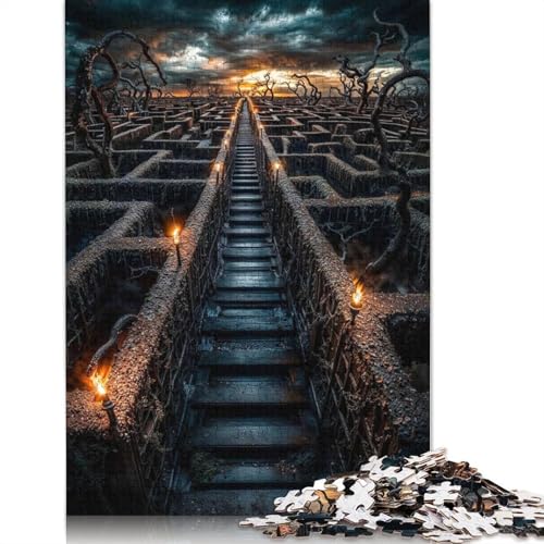 Steinlabyrinth bei Sonnenuntergang, Puzzle, 1000 Teile, für Erwachsene und Jugendliche ab 12 Jahren, 1000 Teile (75 x 50 cm) von GQmoney