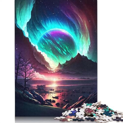 Stellar Aurora Landscape Puzzle für Erwachsene, 520 Stück, Heimdekoration, ungewöhnliche Puzzles für Erwachsene, für Jungen oder Mädchen, 520 Teile (52 x 38 cm) von GQmoney