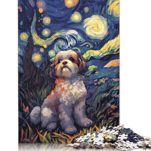 Sternennacht, süßer Shih Tzu, 1000-teiliges Puzzle, Denksportaufgabe, Problemlösungspuzzle für Erwachsene und Kinder, 1000 Teile (75 x 50 cm) von GQmoney