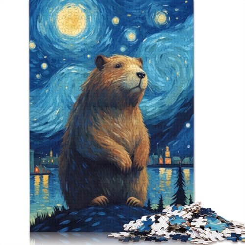 Sternennacht-Capybara-Puzzle für Erwachsene und Kinder. Tolle Geschenke, Herausforderungsspielzeug, Lernspiele, Heimdekorationsgeschenke, 1000 Teile (75 x 50 cm) von GQmoney