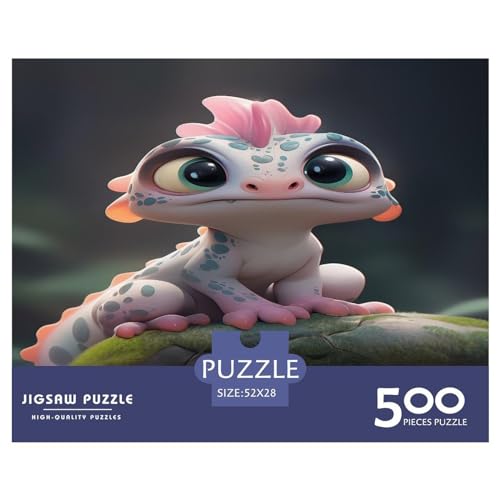 Süße Eidechse, 500-teiliges Puzzle für Erwachsene, kreatives rechteckiges Puzzle, Holzpuzzle, Puzzle, Geschenk für Freunde, Familie, 500 Stück (52 x 38 cm) von GQmoney