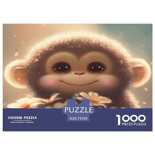 Süßes Affen-Puzzle, 1000 Teile, Puzzle für Erwachsene, Intellektuelles Spiel, Puzzle-Spielzeug für Erwachsene und Kinder, 1000 Teile (75 x 50 cm) von GQmoney