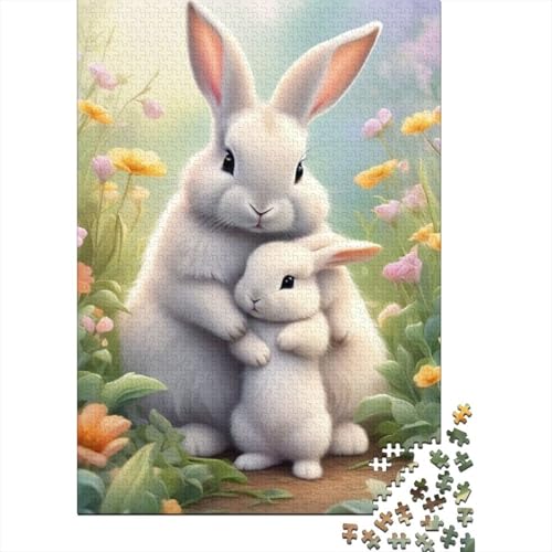 Süßes Häschen-Puzzle, schwierige Herausforderung, 100% recycelter Karton, Puzzle für Erwachsene, 1000 Teile (38 x 26 cm) von GQmoney