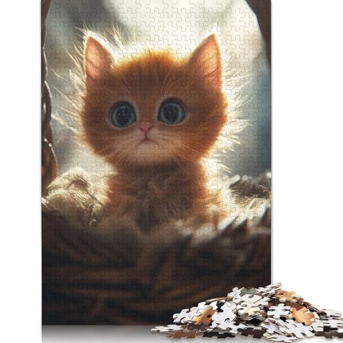 Süßes Kätzchen im Korb, 1000-teiliges Puzzle für Erwachsene, Spielzeug, Denkspiel, Lernspiel für Erwachsene, Stressabbau, Heimdekoration, 1000 Teile (38 x 26 cm) von GQmoney