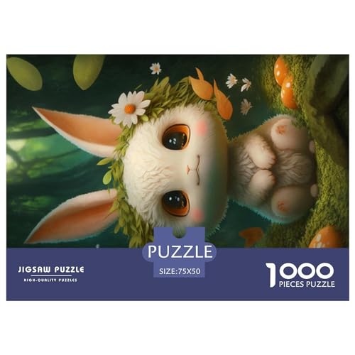 Süßes Kaninchen-Puzzle für Erwachsene, 1000-teiliges Puzzle für Erwachsene, Holzpuzzle, lustiges Dekomprimierungsspiel, 1000 Teile (75 x 50 cm) von GQmoney