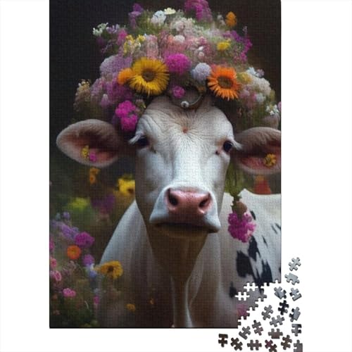 Süßes Kuh-Puzzle, Dekompressionsspielzeug, rechteckiges Papierpuzzle für Kinder und Erwachsene ab 12 Jahren, 1000 Teile (38 x 26 cm) von GQmoney
