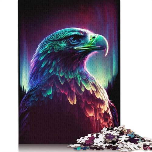 Synthwave Eagle Puzzle für Erwachsene und Kinder. Unmögliches Herausforderungsspielzeug, Lernspiele, Heimdekoration, ab 14 Jahren, 1500 Teile (85 x 57 cm) von GQmoney