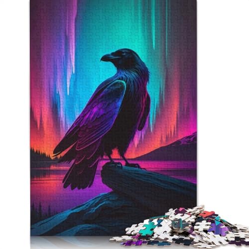 Synthwave Raven Puzzle für Erwachsene, herausfordernd und knifflig, Puzzles für Männer für Erwachsene, für Jungen oder Mädchen, 1000 Teile (75 x 50 cm) von GQmoney