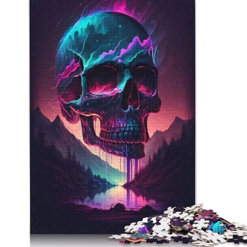Synthwave Totenkopf-Puzzle für Erwachsene, Lernspiel, Puzzle-Geschenke für Kinder ab 12 Jahren, 1000 Teile (75 x 50 cm) von GQmoney