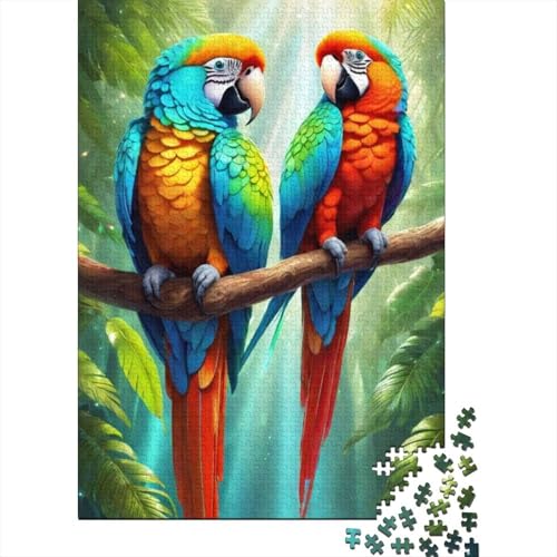 Tierkunst-Papageien-Puzzle, 100% recyceltes Kartonpapier, rechteckiges Puzzle für Erwachsene und Kinder, 1000 Teile (38 x 26 cm) von GQmoney