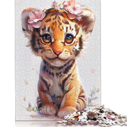 Tiger Flower 1000-teiliges Puzzle, Familienspaß für Erwachsene und herausforderndes Spiel, Spiele zum Stressabbau und einzigartige Geschenke, 1000 Teile (38 x 26 cm) von GQmoney