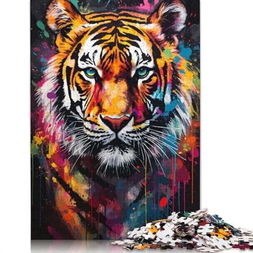 Tiger-Gemälde, 1500-teiliges Puzzle, ab 18 Jahren, Lernspiele, Puzzles für Erwachsene für Frauen, für Kinder ab 12 Jahren, 1500 Teile (85 x 57 cm) von GQmoney