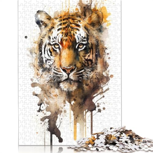 Tiger in Aquarell-Puzzles für Erwachsene und Kinder. 520 Teile, skurrile Herausforderung, Spielzeug, Lernspiel, Heimdekoration, Geschenke, 520 Teile (52 x 38 cm) von GQmoney