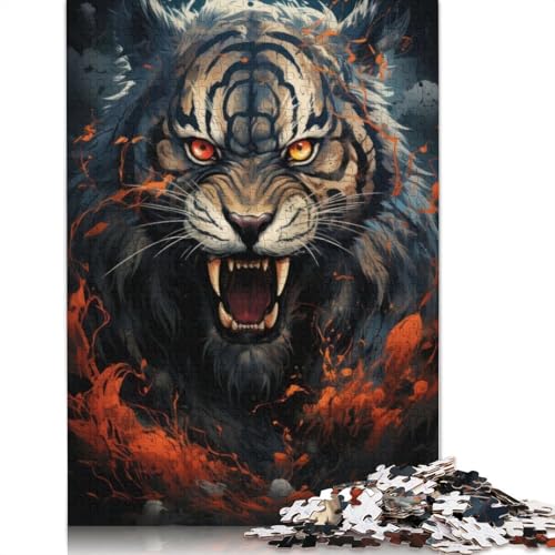 Tigerporträt-Puzzle für Erwachsene und Kinder. Unmögliches Herausforderungsspielzeug, Lernspiel, Heimdekoration für Erwachsene und Kinder ab 14 Jahren, 520 Teile (52 x 38 cm) von GQmoney