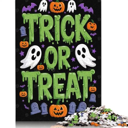 Trick Or Treat Halloween-Grafik, 1000-teiliges Puzzle für Erwachsene und Teenager, Teenager, Mann, Frau, Geschenk, 1000 Teile (75 x 50 cm) von GQmoney