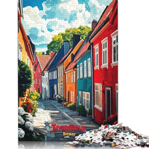 Trondheim Art Poster Puzzle für Erwachsene, 1000 Teile, 100% recycelte Holzplatte, Denkpuzzles für Erwachsene, für Jungen oder Mädchen, 1000 Teile (75 x 50 cm) von GQmoney