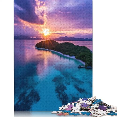 Tropische Sonnenuntergangsinsel, Puzzle für Erwachsene, 520 Teile, kreative Spiele, Puzzle, Geschenke für Männer, für Frauen, Männer, 520 Teile (52 x 38 cm) von GQmoney