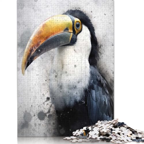 Tukan-Schönheit, Aquarell-Puzzle für Erwachsene, 1000-teiliges Puzzle für Teenager ab 12 Jahren, 1000 Teile (38 x 26 cm) von GQmoney