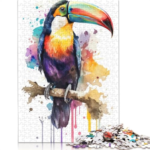 Tukan in Aquarell-Puzzles für Erwachsene und Kinder. 520 Teile, unmögliche Herausforderung, Spielzeug, Lernspiele, Heimdekoration, Geschenke, 520 Teile (52 x 38 cm) von GQmoney