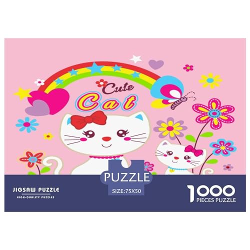 Unmögliche Puzzles für Erwachsene, rosa Katze, 1000 Teile, Holzpuzzle, Geschenke für Kinder und Erwachsene, 1000 Teile (75 x 50 cm) von GQmoney