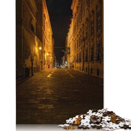 Valletta Night City Street Puzzle für Erwachsene, kreative Spiele, Puzzle-Geschenk für Jungen oder Mädchen, 1500 Teile (85 x 57 cm) von GQmoney