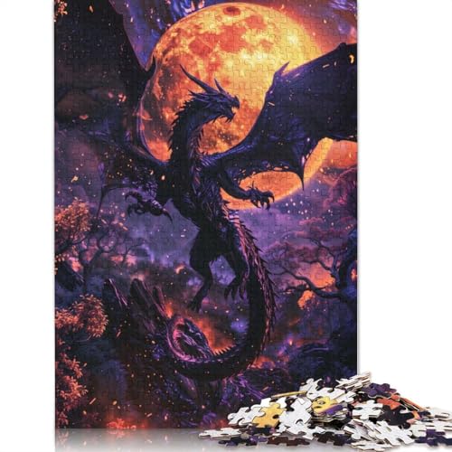 Vollmond-Puzzle Lila Drache für Erwachsene und Jugendliche, 1000 Teile, Puzzles für Erwachsene, Puzzle, Dekoration, Haus, Puzzle, Spielzeug, 1000 Teile (75 x 50 cm) von GQmoney