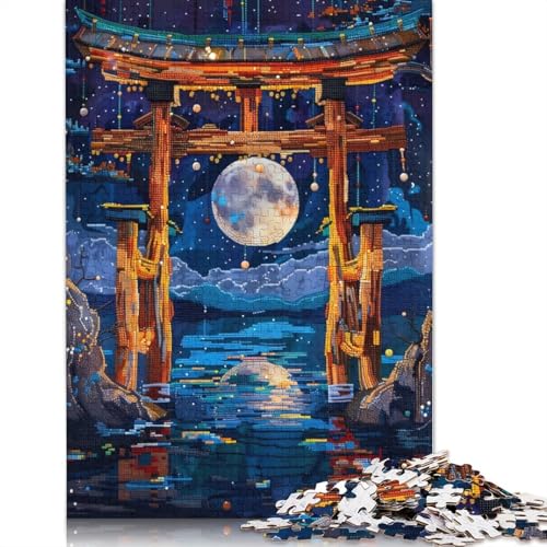 Vollmond-Torii-Puzzle, abstrakt, 1000 Teile, Familienspaß, Puzzles für Erwachsene und herausforderndes Spiel, Spiele zum Stressabbau und einzigartige Geschenke, 1000 Teile (38 x 26 cm) von GQmoney