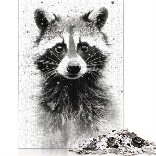 Waschbär-Schönheit, Aquarell-Puzzle für Erwachsene und Kinder. Unmögliches Herausforderungsspielzeug, Lernspiel, Heimdekoration, ab 14 Jahren, 520 Teile (52 x 38 cm) von GQmoney