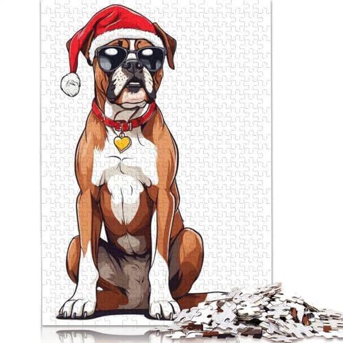 Weihnachts-Boxerhund, 520 Puzzles für Erwachsene, Lernspiel, Puzzlespiele für Erwachsene für Jungen oder Mädchen, 520 Teile (52 x 38 cm) von GQmoney