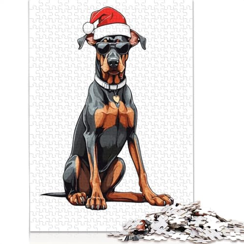 Weihnachts-Dobermann-Puzzle, farbenfrohe, Coole Puzzles für Kinder ab 12 Jahren, 1500 Teile (85 x 57 cm) von GQmoney