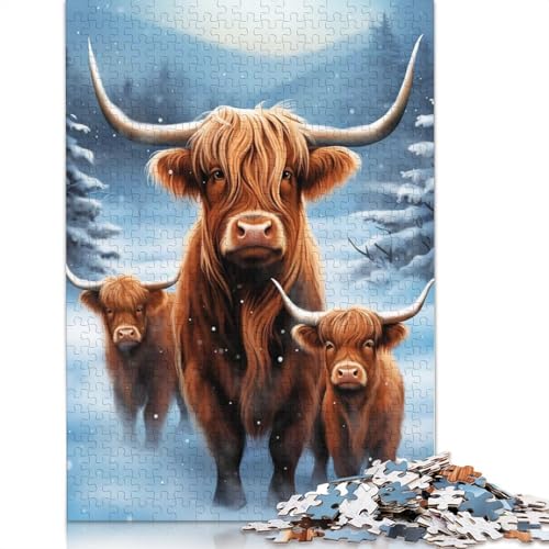 Weihnachts-Kuh-Familien-Puzzles für Erwachsene, 1000-teiliges Puzzle für Teenager, Lernspiel, Herausforderungsspielzeug, 1000 Teile (38 x 26 cm) von GQmoney