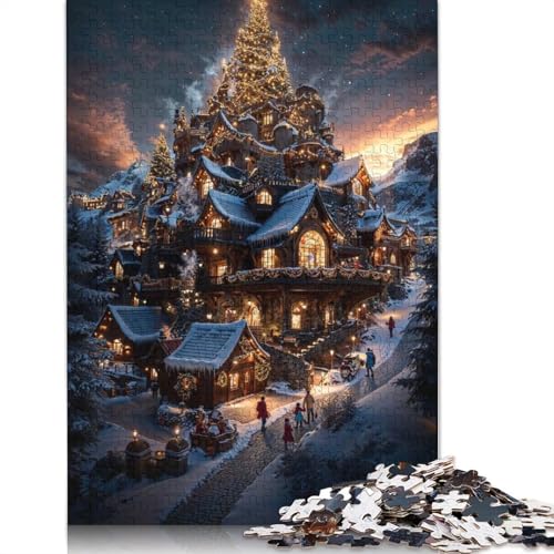 Weihnachtsdorf in den Bergen, Papierpuzzle, 1000 Teile, Puzzle für Erwachsene, Lernspiel, Herausforderungsspielzeug, 1000 Teile (75 x 50 cm) von GQmoney