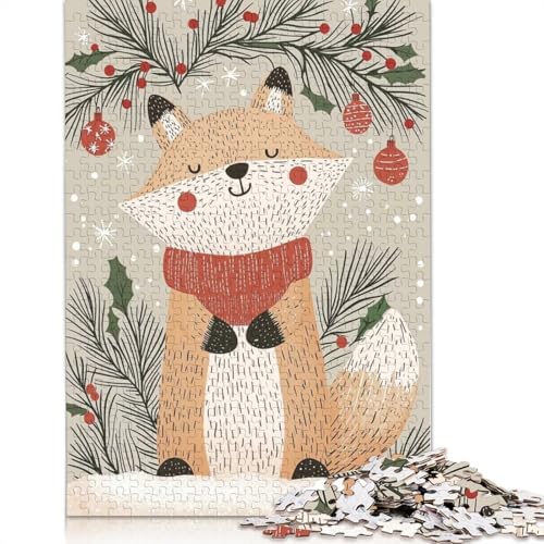Weihnachtsfuchs-Illustrationspuzzle für Erwachsene und Jugendliche, 1000 Teile, Puzzle für Erwachsene, nachhaltige Puzzlespiele, 1000 Teile (38 x 26 cm) von GQmoney