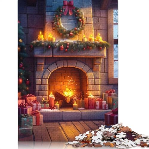 Weihnachtskamin-Puzzle für Erwachsene, 1000-teiliges Puzzle für Teenager ab 12 Jahren, 1000 Teile (75 x 50 cm) von GQmoney