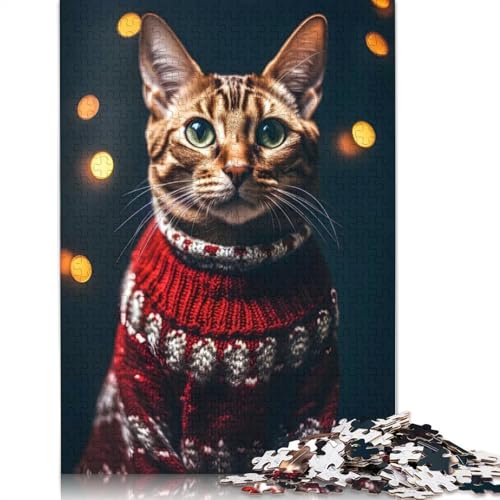 Weihnachtskatzen-Puzzle für Teenager, 1000 Teile, Puzzle, Denksportaufgaben für Erwachsene, 1000 Teile (38 x 26 cm) von GQmoney