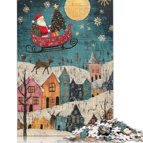 Weihnachtsmann-Flug am Heiligabend, 1000-teiliges Papierpuzzle für Erwachsene, Puzzle, Lernspiel, Herausforderungsspielzeug, 1000 Teile (75 x 50 cm) von GQmoney