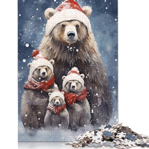 Weihnachtspuzzle „Bärenfamilie“, 1000 Teile, Papierpuzzle für Erwachsene und Teenager, Familienspiel, 1000 Teile (75 x 50 cm) von GQmoney
