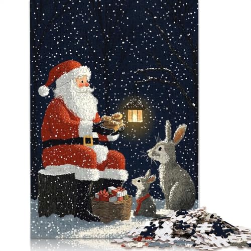 Weihnachtspuzzle „Weihnachtsmann mit Hasen“ für Erwachsene, 1000 Teile, Papierpuzzles für Jugendliche ab 12 Jahren, 1000 Teile (38 x 26 cm) von GQmoney