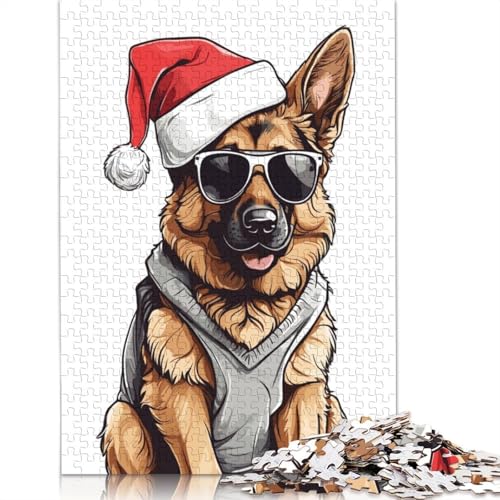 Weihnachtspuzzle für Erwachsene mit deutschem Schäferhund, Premium-Puzzle aus 100% recyceltem Brett, schwierige Puzzles für Kinder ab 12 Jahren, 520 Teile (52 x 38 cm) von GQmoney