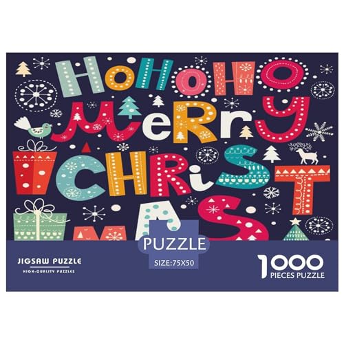 Weihnachtspuzzle für Kinder, 1000 Teile, kreatives rechteckiges großes Familienpuzzlespiel, Kunstwerk für Erwachsene und Teenager, 1000 Teile (75 x 50 cm) von GQmoney
