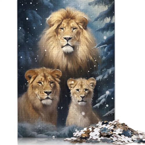 Weihnachtspuzzle mit 1000 Teilen, Löwenfamilie, für Erwachsene und Teenager, 1000 Teile (75 x 50 cm) von GQmoney
