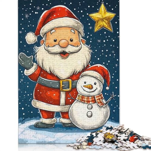 Weihnachtspuzzle mit Weihnachtsmann und Schneemann, 1000 Teile, Puzzle, Denksportaufgaben für Erwachsene, 1000 Teile (75 x 50 cm) von GQmoney