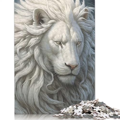 Weißer Löwe Puzzle für Erwachsene und Jugendliche, 1000 Teile, Papierpuzzle für Erwachsene, Puzzles für Jugendliche ab 12 Jahren, 1000 Teile (75 x 50 cm) von GQmoney