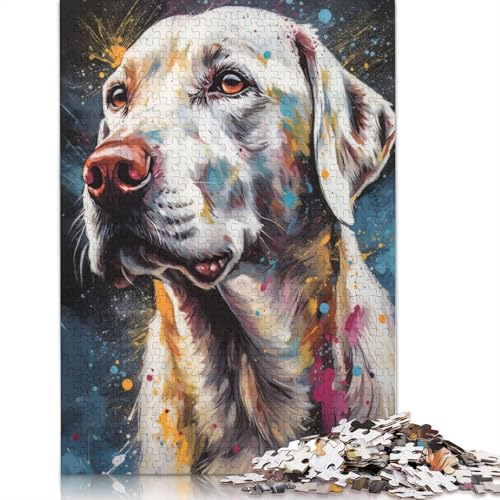Weißes Labrador-Gemälde, 1000-teiliges Puzzle für Erwachsene | | Familienspaß-Puzzles für Erwachsene, Geschenke, Denkspiele, 1000 Teile (75 x 50 cm) von GQmoney