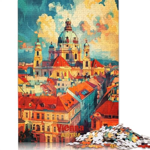 Wiener Kunstposter, Puzzle für Erwachsene, 1000 Teile, 100 Prozent recycelte Holzplatte, Denkrätsel für Erwachsene, für Jungen oder Mädchen, 1000 Teile (75 x 50 cm) von GQmoney
