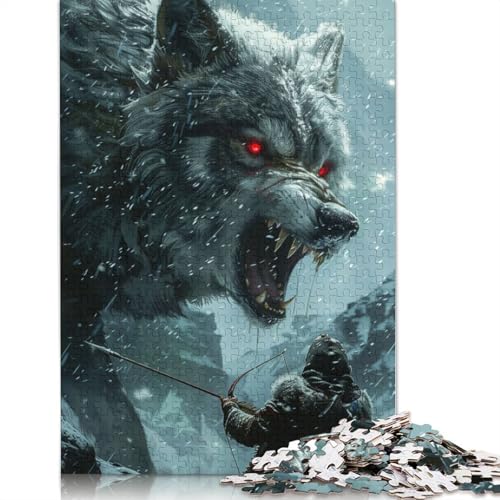 Wikinger-Fenrir-Wolf-Puzzle für Erwachsene und Kinder. Unmögliches Herausforderungsspielzeug, Lernspiele, Heimdekoration, ab 14 Jahren, 520 Teile (52 x 38 cm) von GQmoney