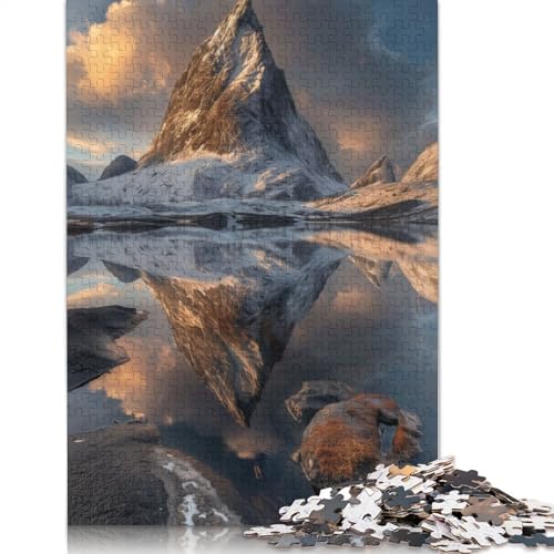 Winter Peak Reflection 1000-teiliges Puzzle für Erwachsene, 100% recycelte Holzplatte, schwierige Puzzles für Frauen und Männer, 1000 Teile (75 x 50 cm) von GQmoney