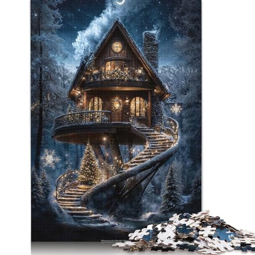 Winter Wonderland Treehouse Puzzles für Erwachsene 1000 Teile Puzzle für Erwachsene und Teenager Familienspiel 1000 Teile (38x26cm) von GQmoney